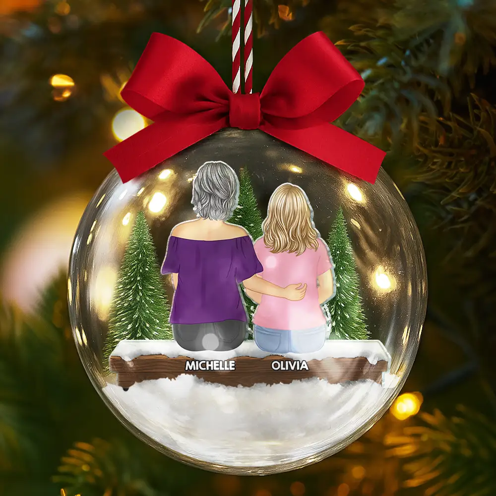 Grandma Mom And Children Together - Personalized 3D Acrylic Ball Ornament - Image 5
