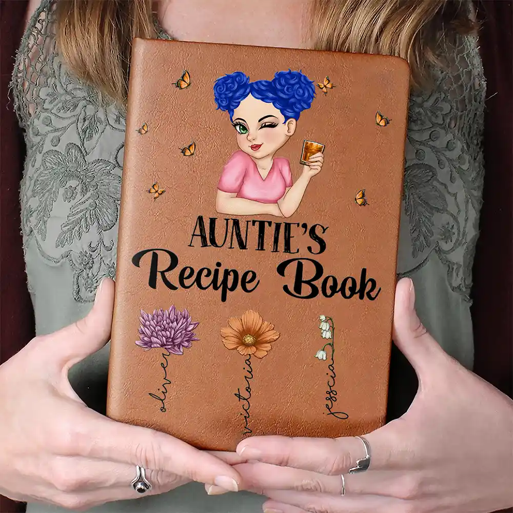 Grandma Mom Auntie Recipe Cookbook - Personalized Leather Journal - Image 4
