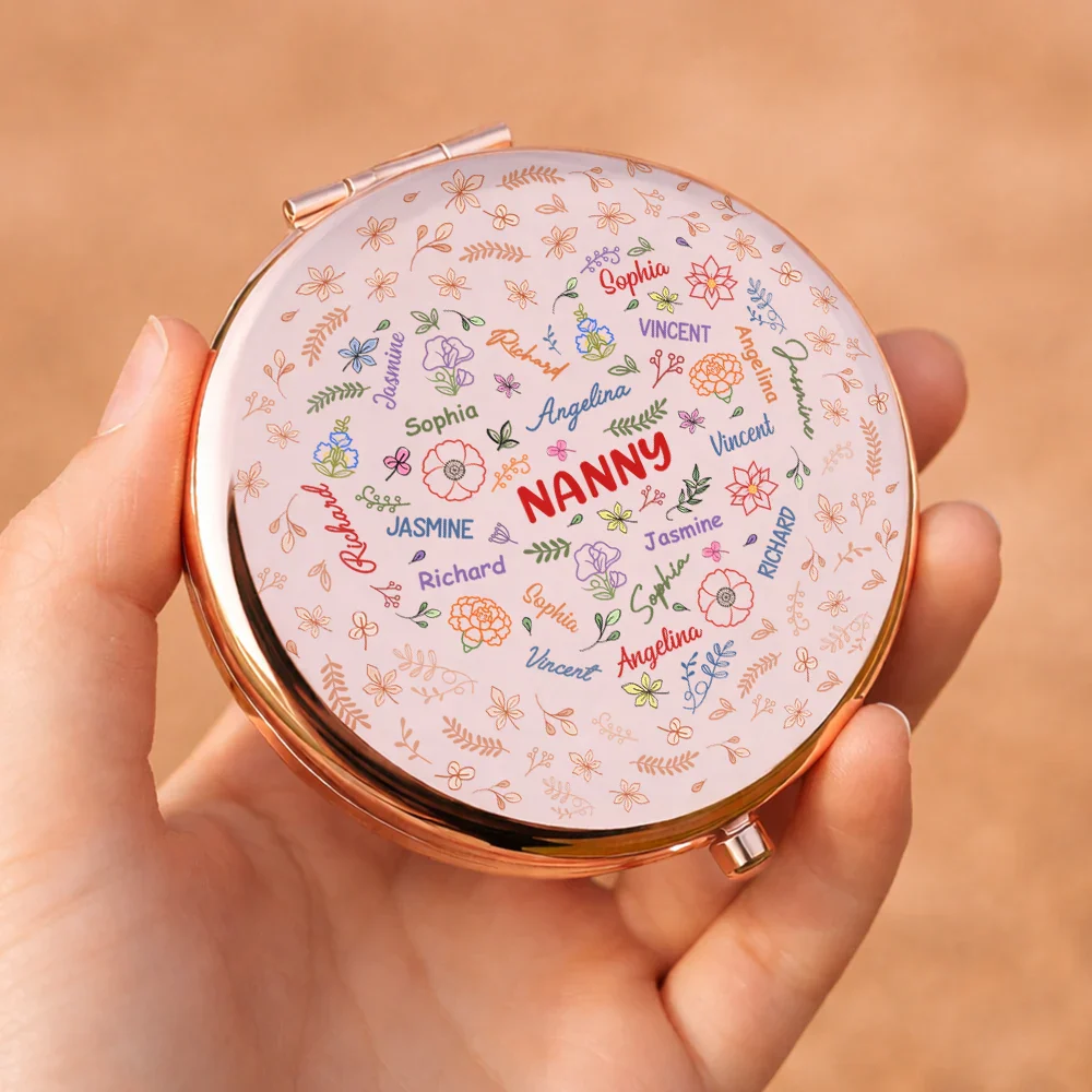 Grandma Mom Birth Flower Blooming In Love - Personalized Compact Mirror - Image 5