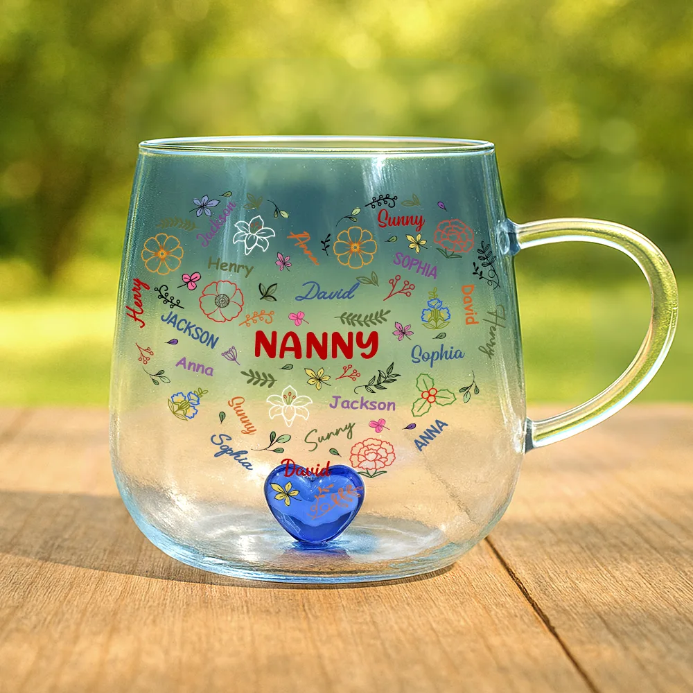 Grandma Mom Birth Flower Blooming In Love - Personalized Gradient Glass Mug - Image 2