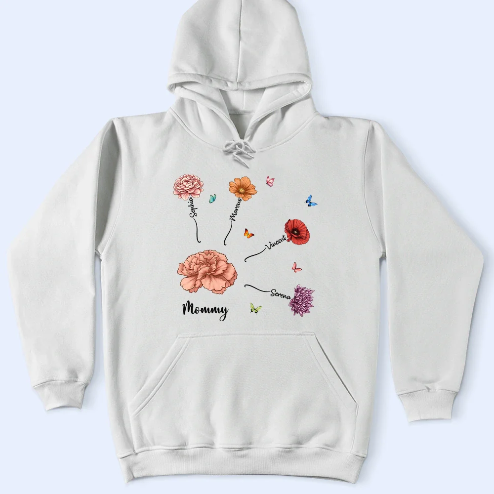 Grandma Mom Birth Month Flower Blooming In Love - Personalized T Shirt - Image 4