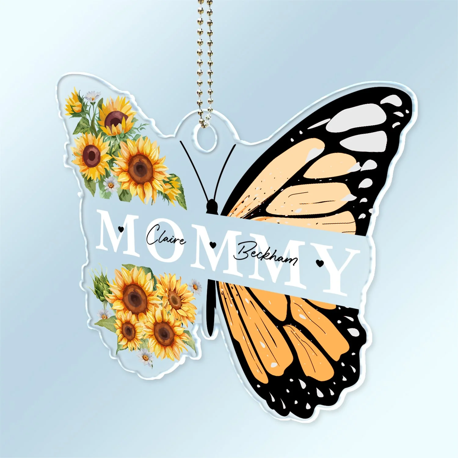 Grandma Mom Butterfly Grandkids Kids - Gift For Mother, Grandmother - Personalized Acrylic Car Hanger - Image 2