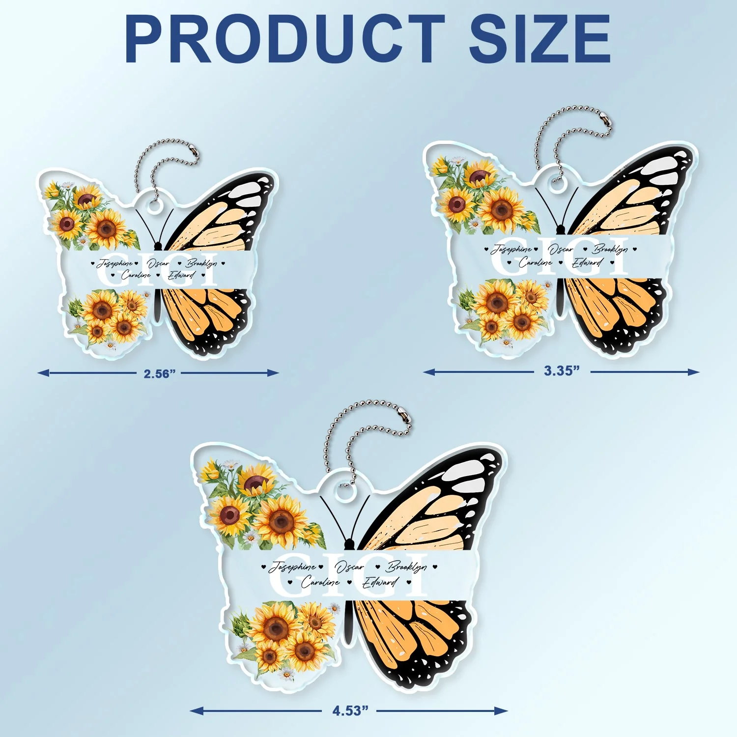 Grandma Mom Butterfly Grandkids Kids - Gift For Mother, Grandmother - Personalized Acrylic Car Hanger - Image 4