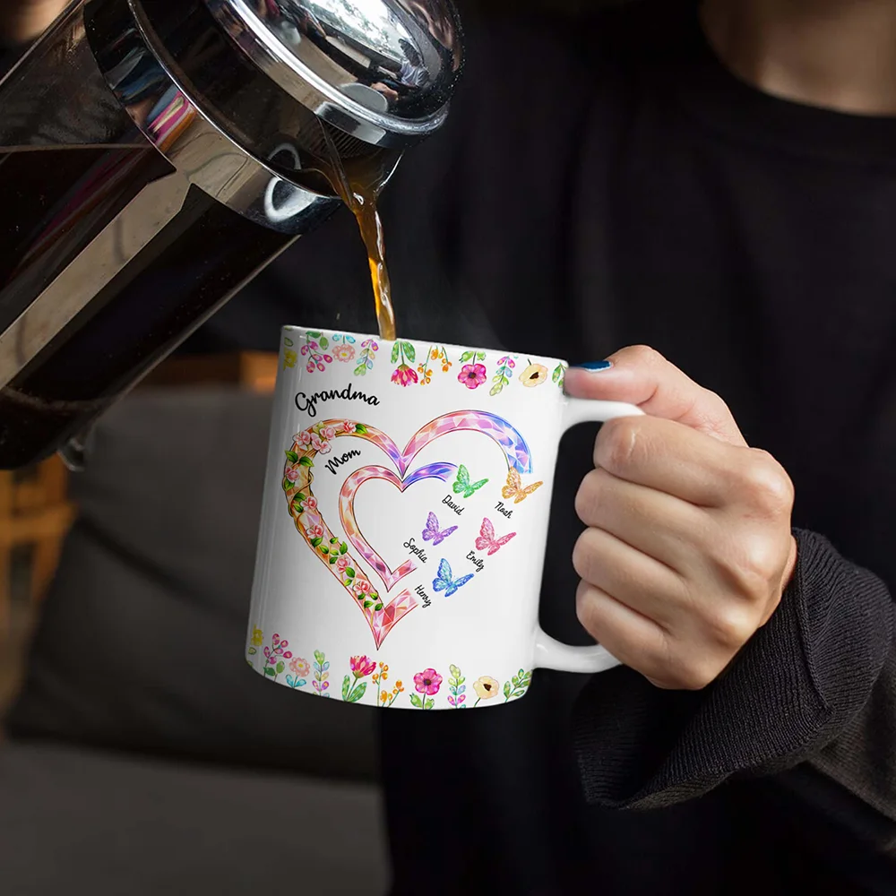 Grandma Mom Crystal Hearts - Personalized White Edge-to-Edge Mug - Image 4