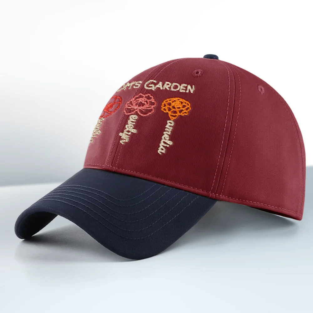 Grandma Mom Garden Birth Flowers - Personalized Embroidered Two Tone Cap - Image 2