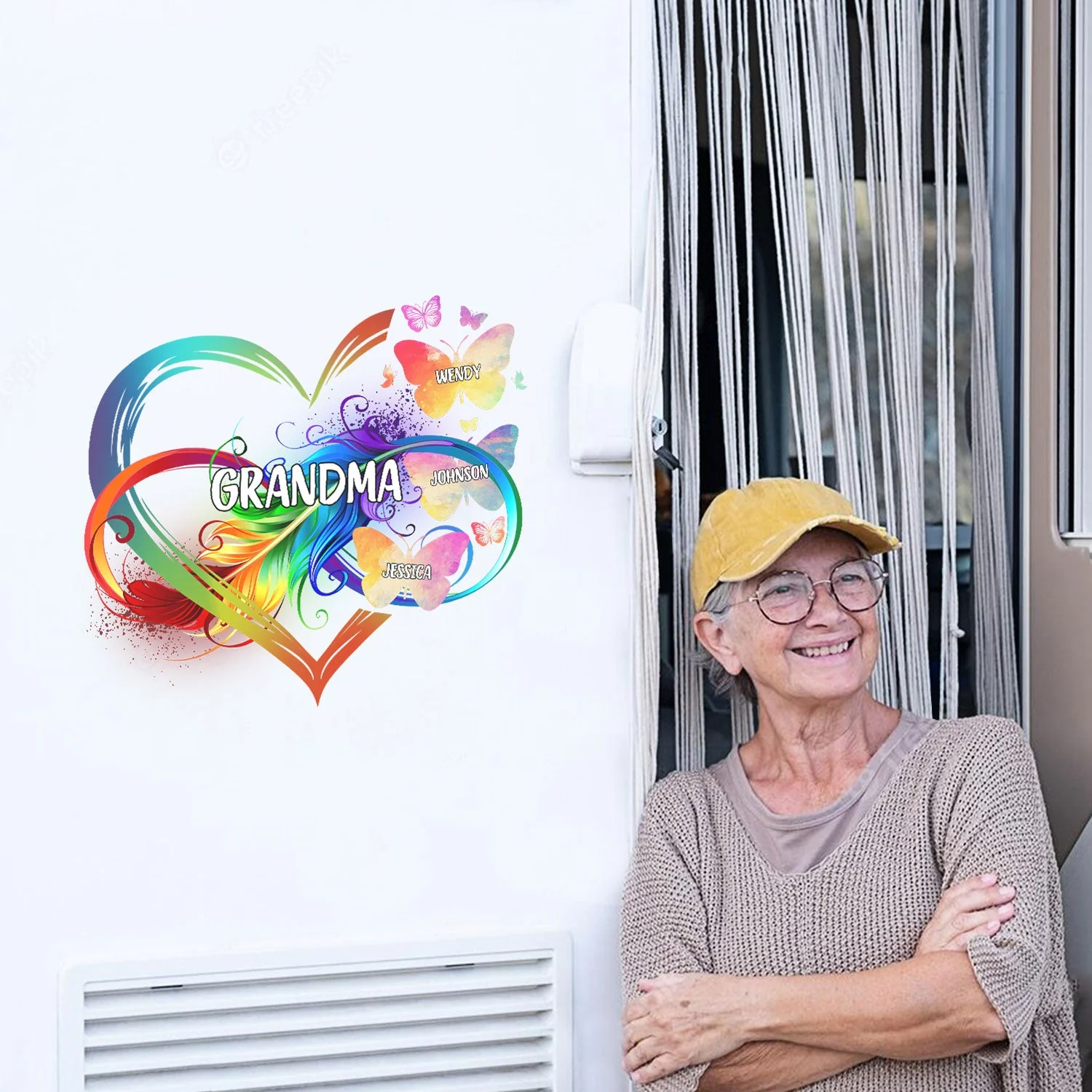 Grandma Mom Heart Infinity Butterfly - Gift For Mother, Grandma - Personalized Decor Decal - Image 5