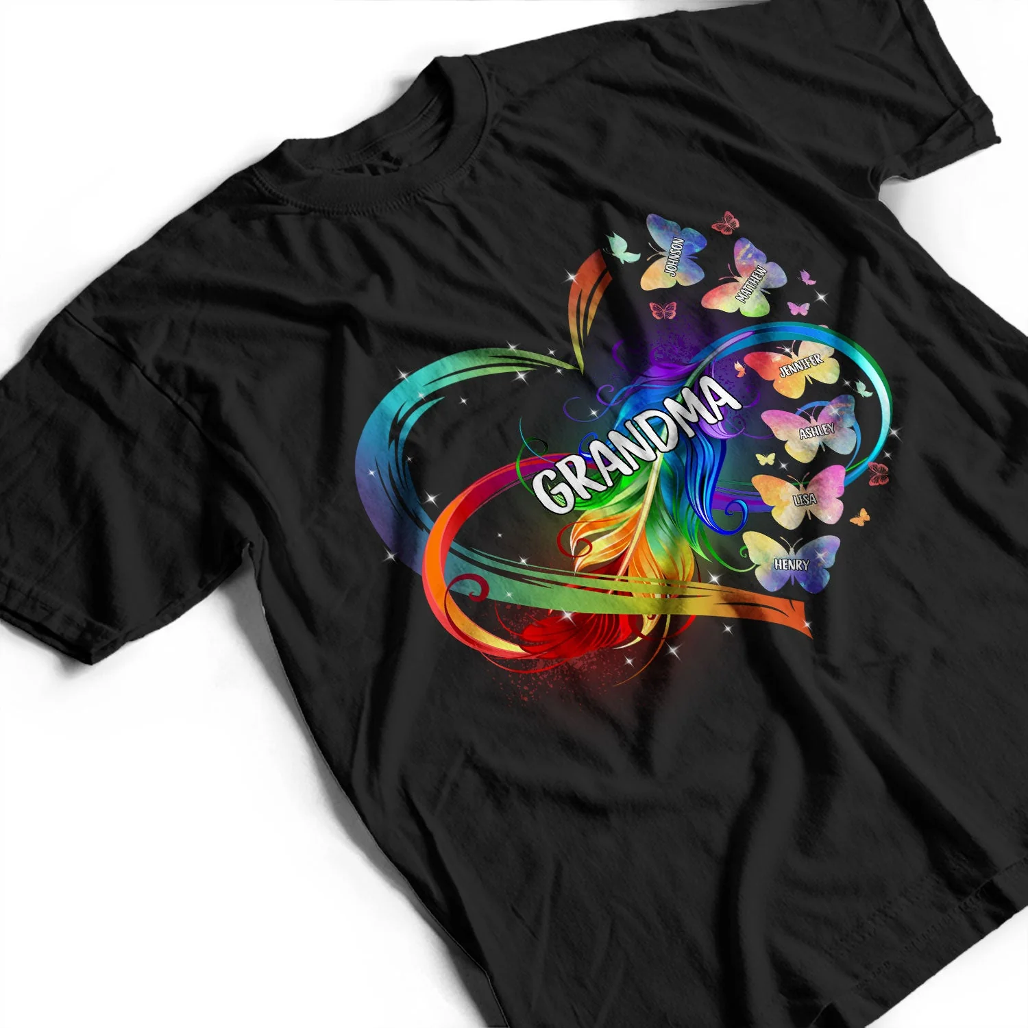 Grandma Mom Heart Infinity Butterfly - Gift For Mother, Grandma - Personalized T Shirt - Image 3