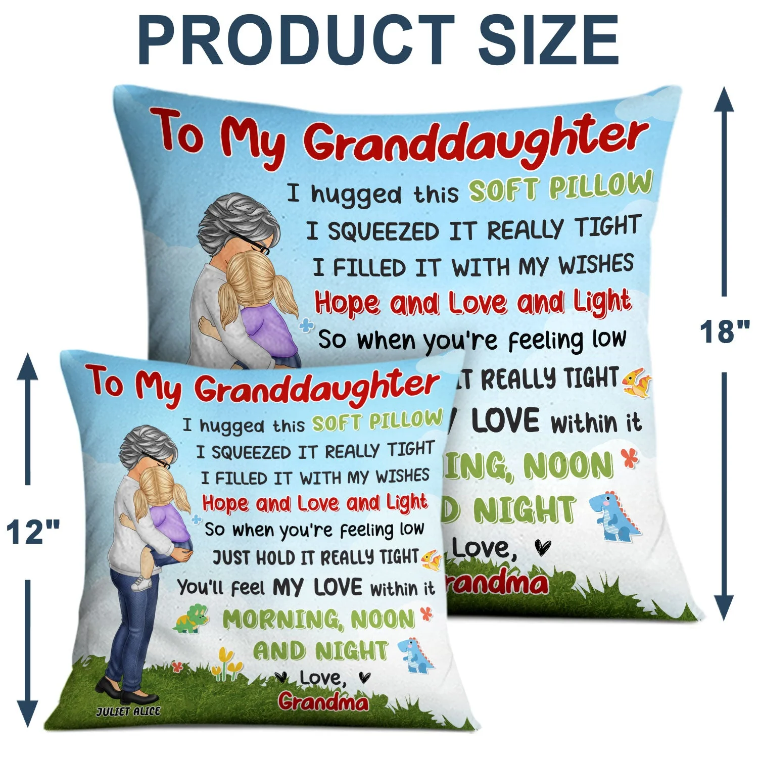 Grandma Mom Hugged This Soft Chibi Carry Child - Gift For Granddaughter, Grandson, Kids - Personalized Pillow - Image 4