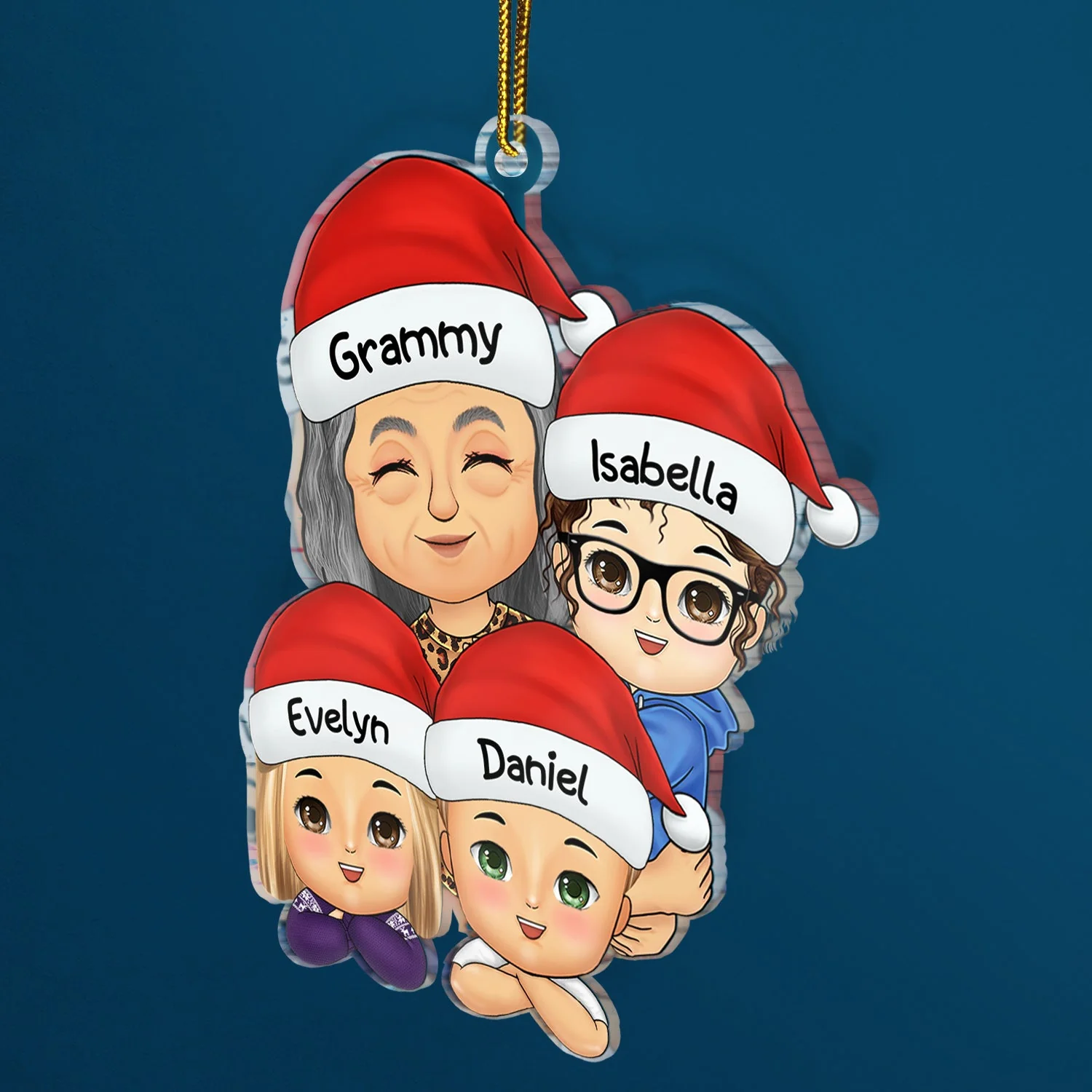 Grandma Mom Hugging Kids - Christmas Gift For Granddaughter, Grandson - Personalized Cutout Acrylic Ornament - Image 2