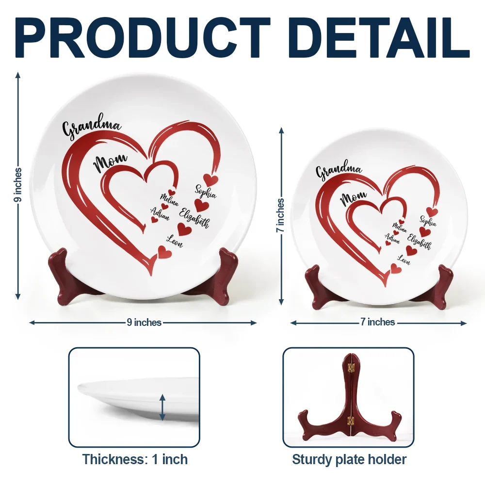 Grandma Mom Sweethearts - Personalized Ceramic Plate - Image 5