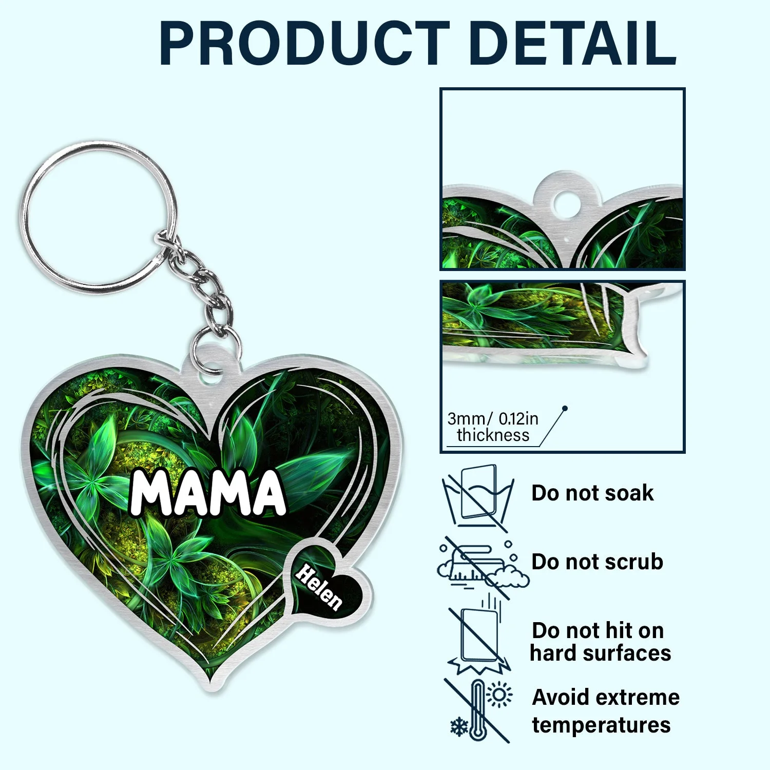 Grandma Mom Title Lovely Hearts - Birthday, Loving Gift For Mother, Grandmother - Personalized Cutout Acrylic Keychain - Image 5