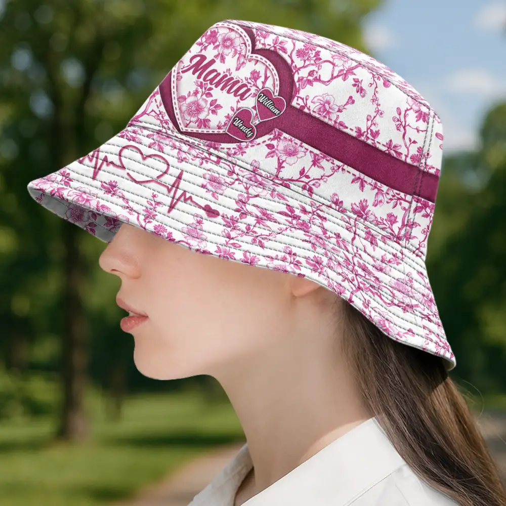 Grandma Mom Toile De Jouy - Personalized Bucket Hat - Image 3