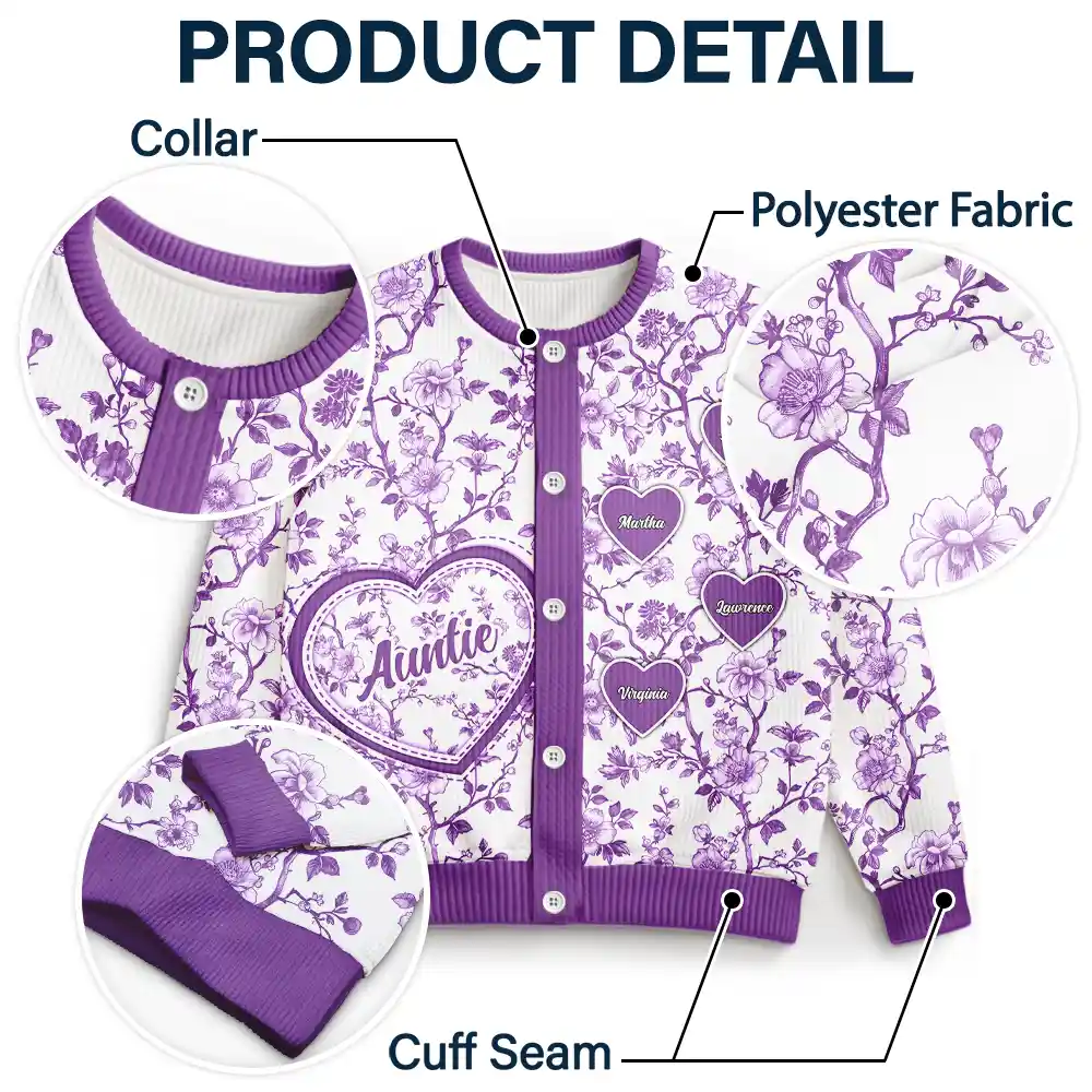 Grandma Mom Toile De Jouy - Personalized Cardigan - Image 5