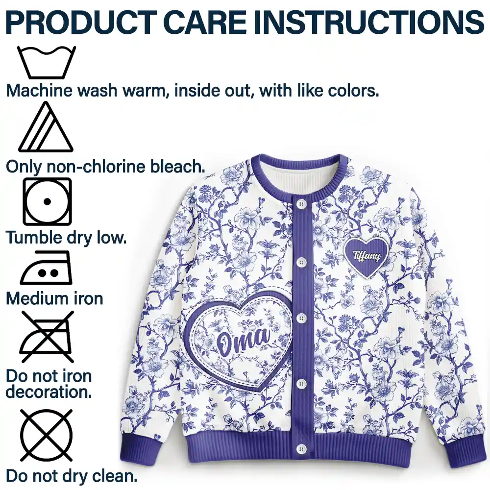 Grandma Mom Toile De Jouy - Personalized Cardigan - Image 6