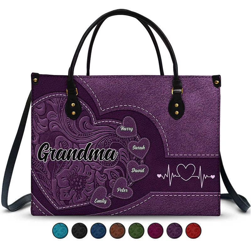 Grandma Mommy's Little Sweethearts - Personalized Combo Leather Wallet And Bag - Image 2