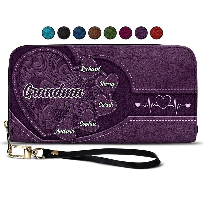 Grandma Mommy's Little Sweethearts - Personalized Combo Leather Wallet And Tote Bag - Image 3