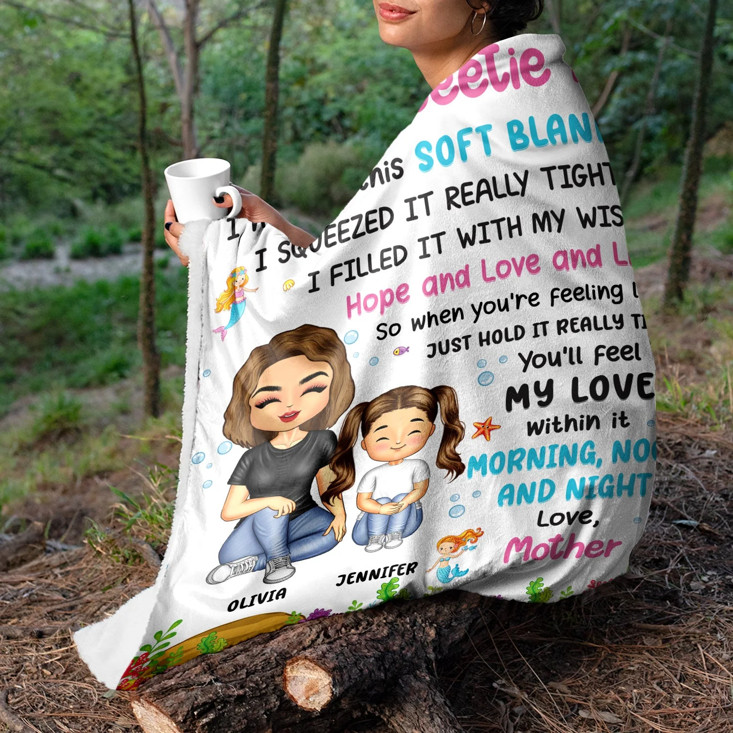 Grandma Mother Hugged This Soft Blanket - Gift For Granddaughter, Grandson, Kids - Personalized Fleece Blanket - Image 5
