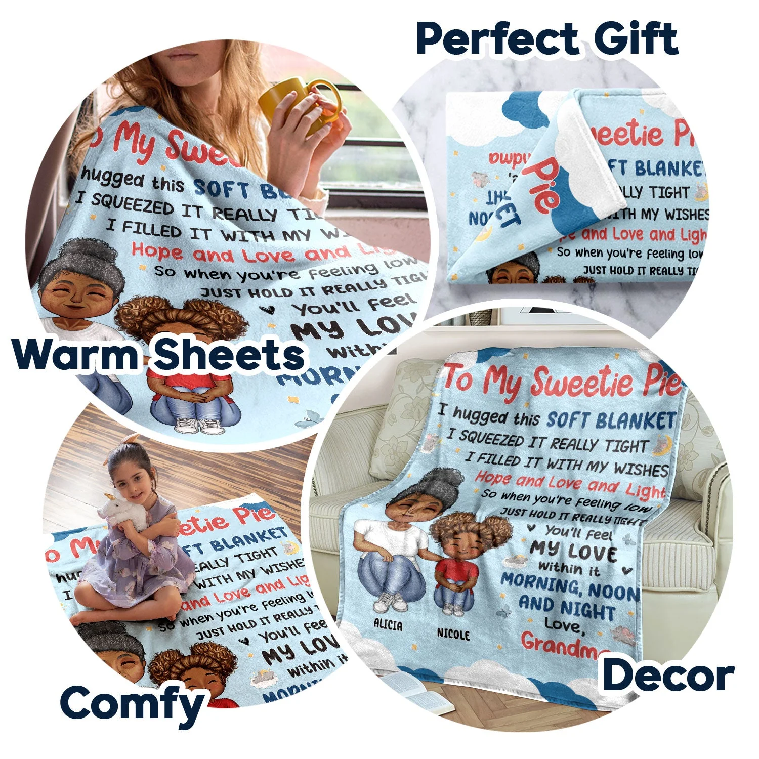 Grandma Mother Hugged This Soft Blanket - Gift For Granddaughter, Grandson, Kids - Personalized Fleece Blanket - Image 7