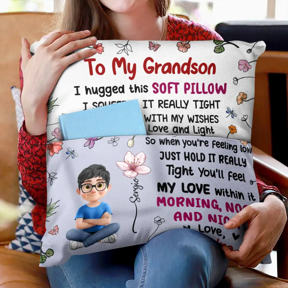 Grandma Mother Hugged This Soft Pillow Birth Month Flower - Personalized Pocket Pillow - Image 2