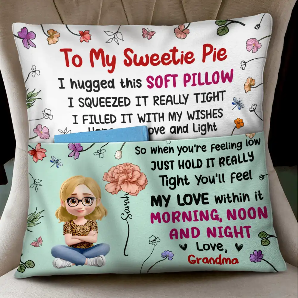 Grandma Mother Hugged This Soft Pillow Birth Month Flower - Personalized Pocket Pillow - Image 3
