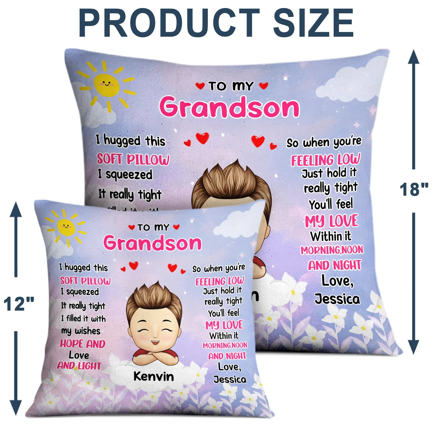 Grandma Mother Hugged This Soft Pillow Sunflowers - Gift For Granddaughter, Grandson, Kids - Personalized Pillow - Image 4
