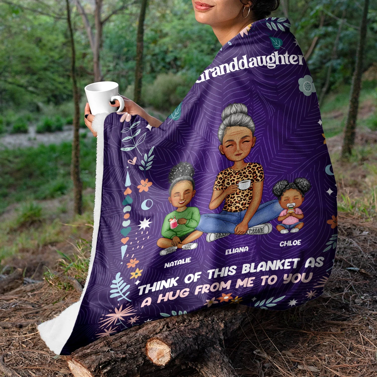 Grandma Mother Think Of This Blanket - Gift For Granddaughter, Grandson, Kids - Personalized Fleece Blanket - Image 3