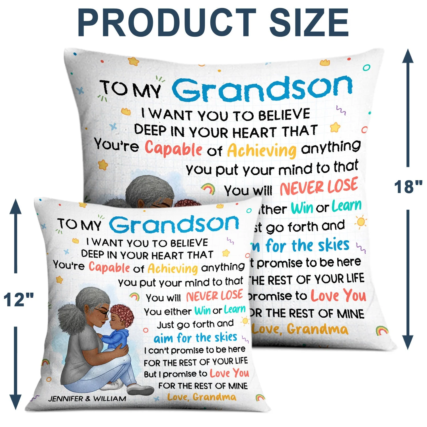 Grandma Mother You're Capable Of Achieving Anything - Gift For Granddaughter, Grandson, Kids - Personalized Pillow - Image 4