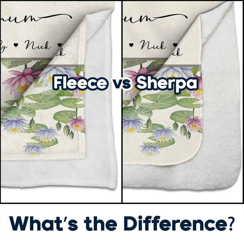 Grandma Mum Birth Flower Watercolor Blooming In Love - Personalized Fleece Blanket, Sherpa Blanket - Image 4