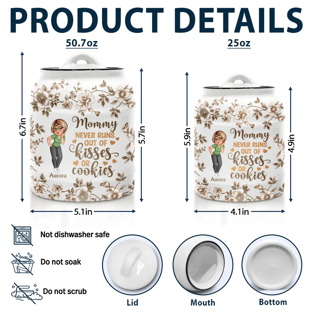 Grandma Never Runs Out Of Kisses Or Cookies - Personalized Cookie Jar - Image 5