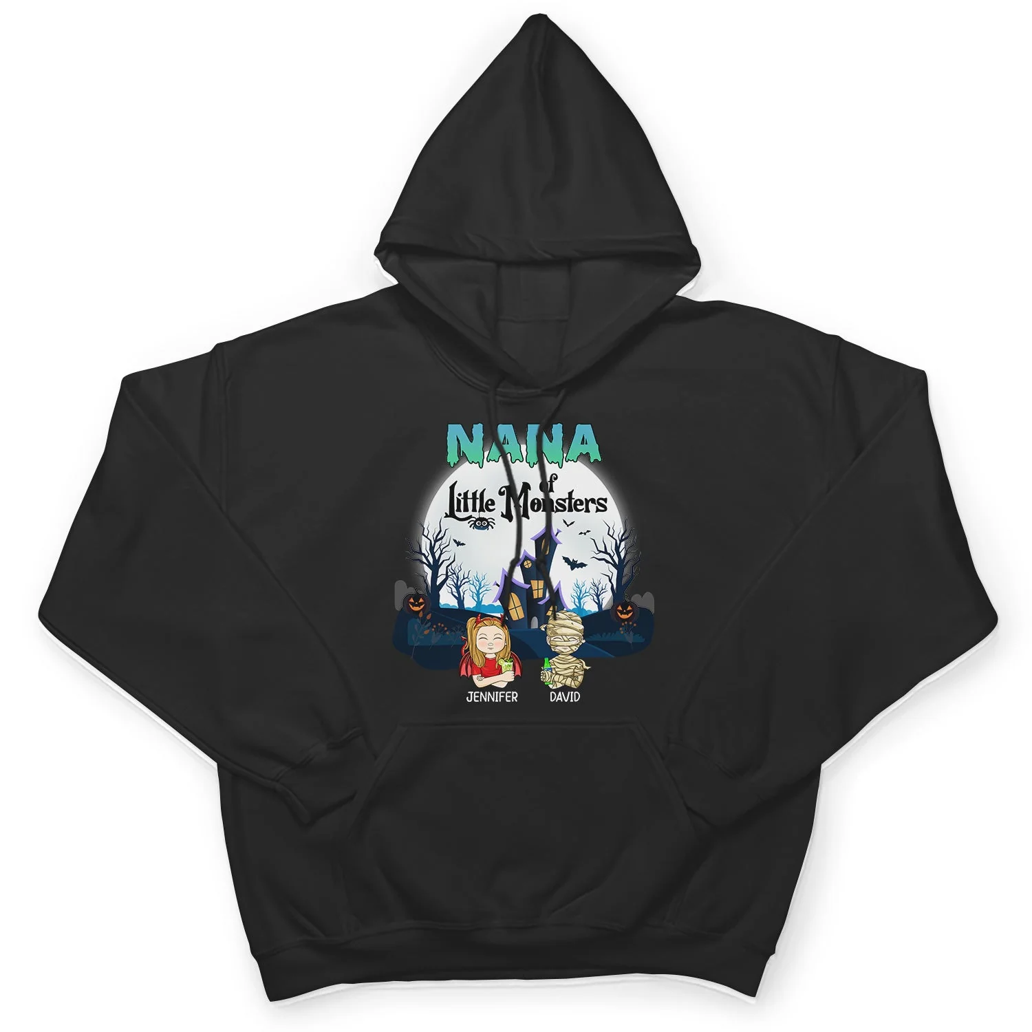 Grandma Of Little Monsters - Halloween Gift For Grandma, Grandparents, Mom, Dad, Family - Personalized T Shirt - Image 4