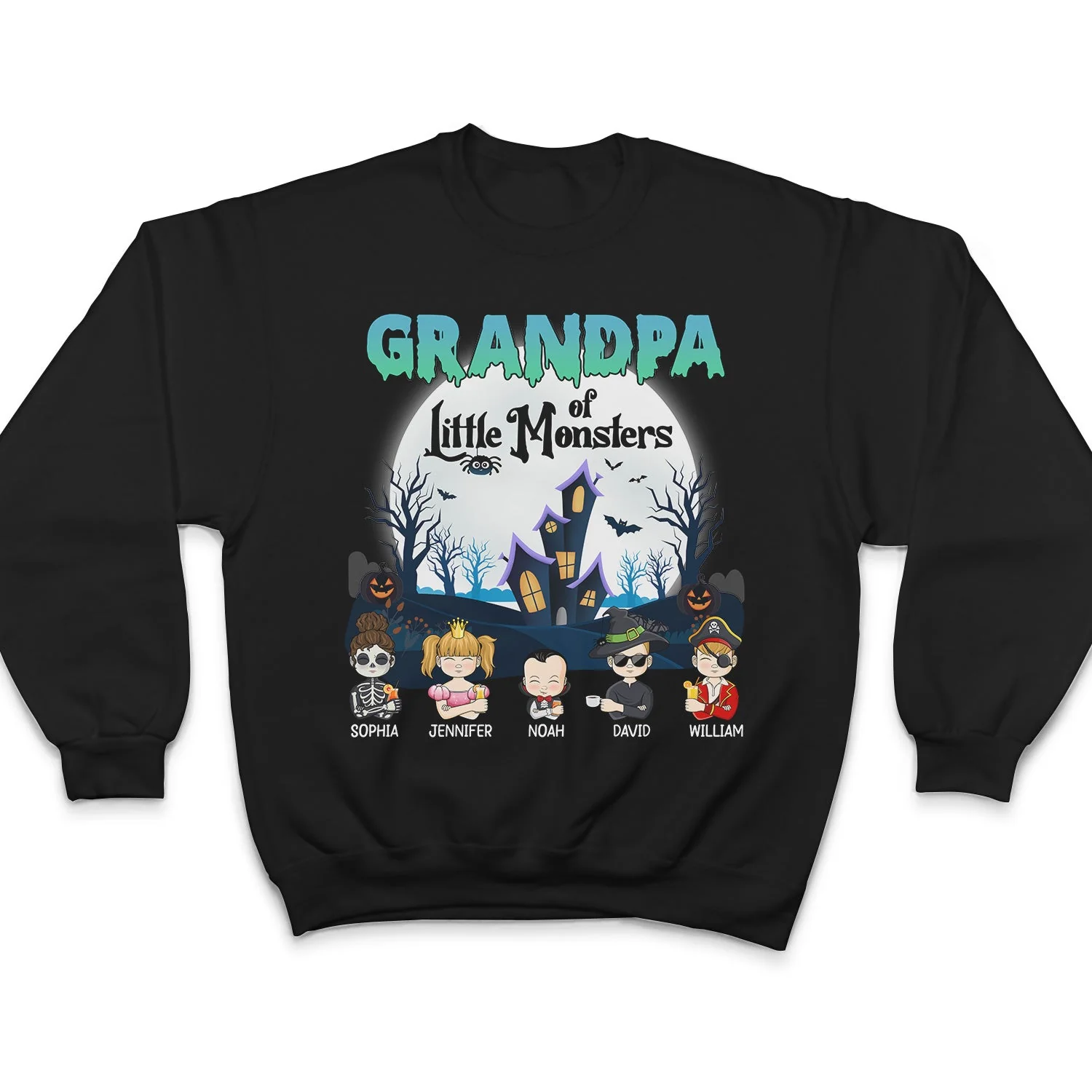 Grandma Of Little Monsters - Halloween Gift For Grandma, Grandparents, Mom, Dad, Family - Personalized T Shirt - Image 5