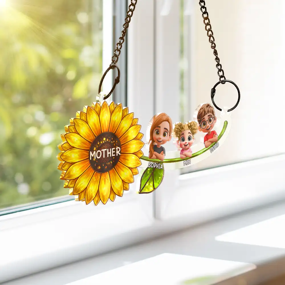 Grandma Plants The Seeds Of Love That Bloom Forever - Personalized Window Hanging Suncatcher Ornament - Image 3