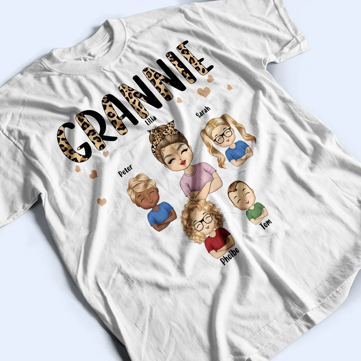 Grandma With Grandkids - Birthday, Loving Gift For Mom, Mother, Nana, Grandmother, Grandparents, Family - Personalized Custom T Shirt - Image 3