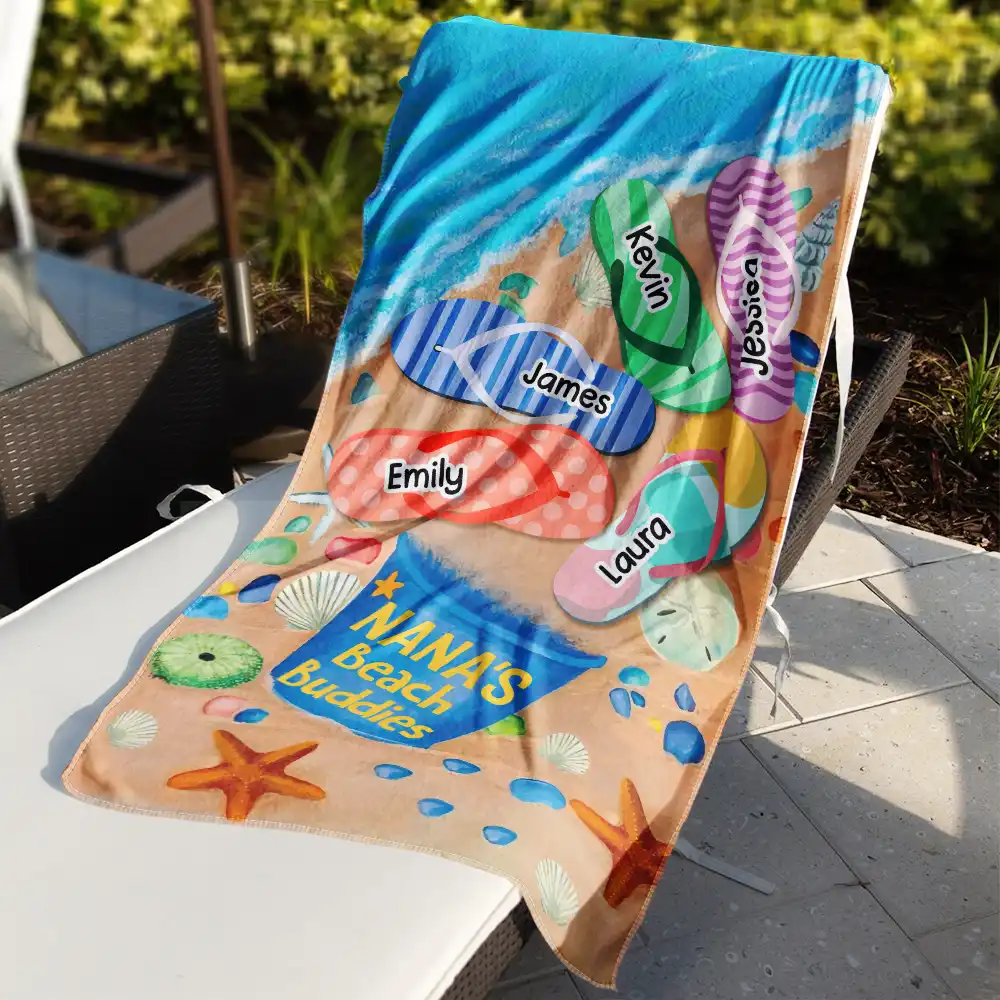 Grandma's Beach Buddies - Personalized Beach Towel - Image 3