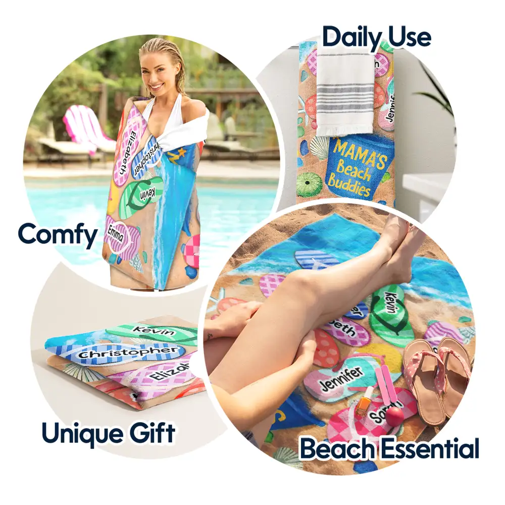 Grandma's Beach Buddies - Personalized Beach Towel - Image 5