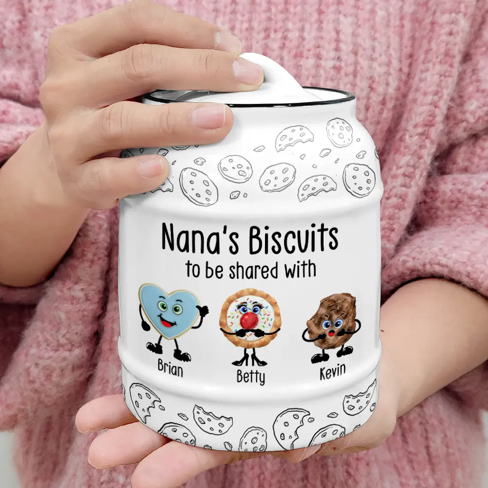 Grandma's Biscuits To Be Shared With The Grandkids - Personalized Cookie Jar - Image 4