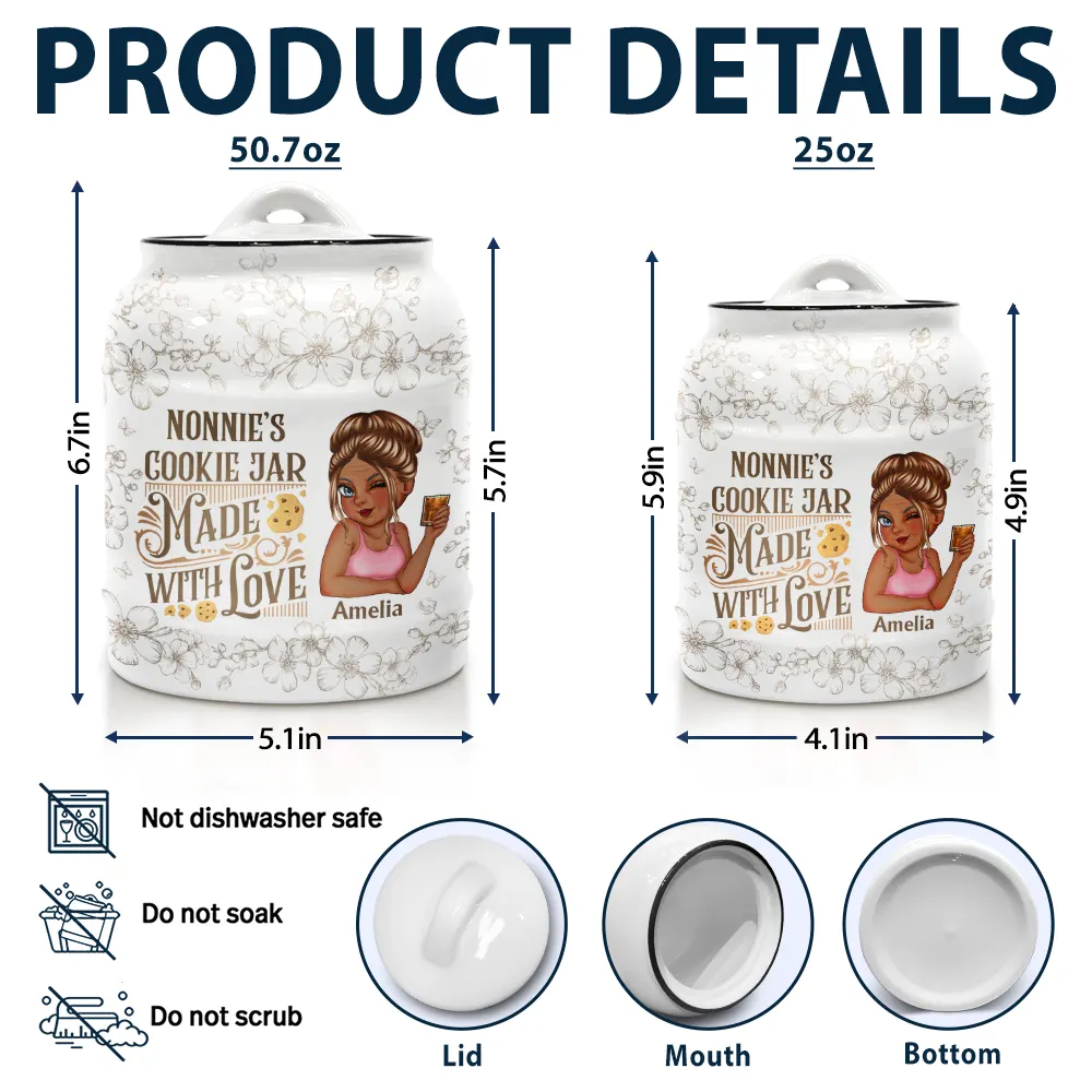 Grandma's Cookie Jar Made With Love - Personalized Cookie Jar - Image 5
