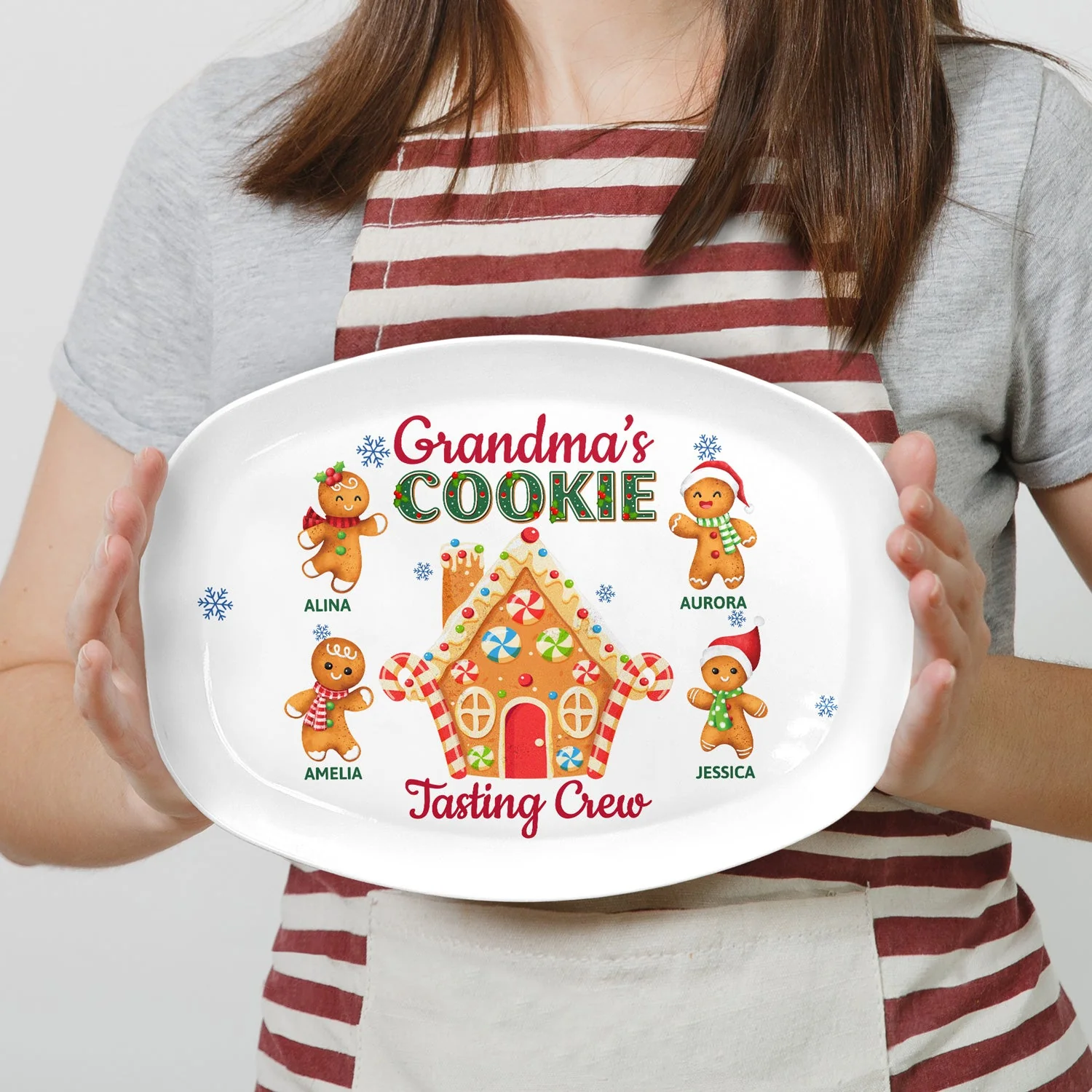 Grandma's Cookie Tasting Crew - Christmas, Loving Gift For Mom, Grandma, Grandparents, Family - Personalized Plate - Image 3