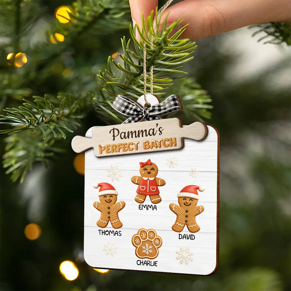 Grandma's Favorite Cookies 3D Effect - Personalized 2-Layered Wooden Ornament - Image 2