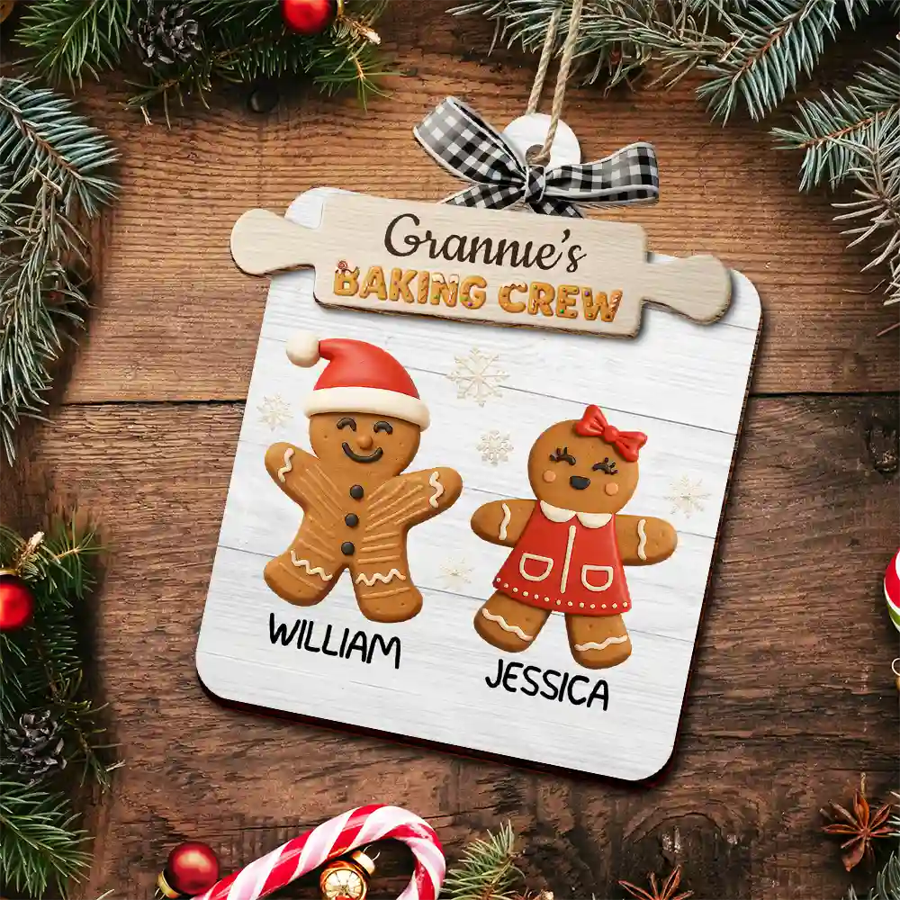 Grandma's Favorite Cookies 3D Effect - Personalized 2-Layered Wooden Ornament - Image 4