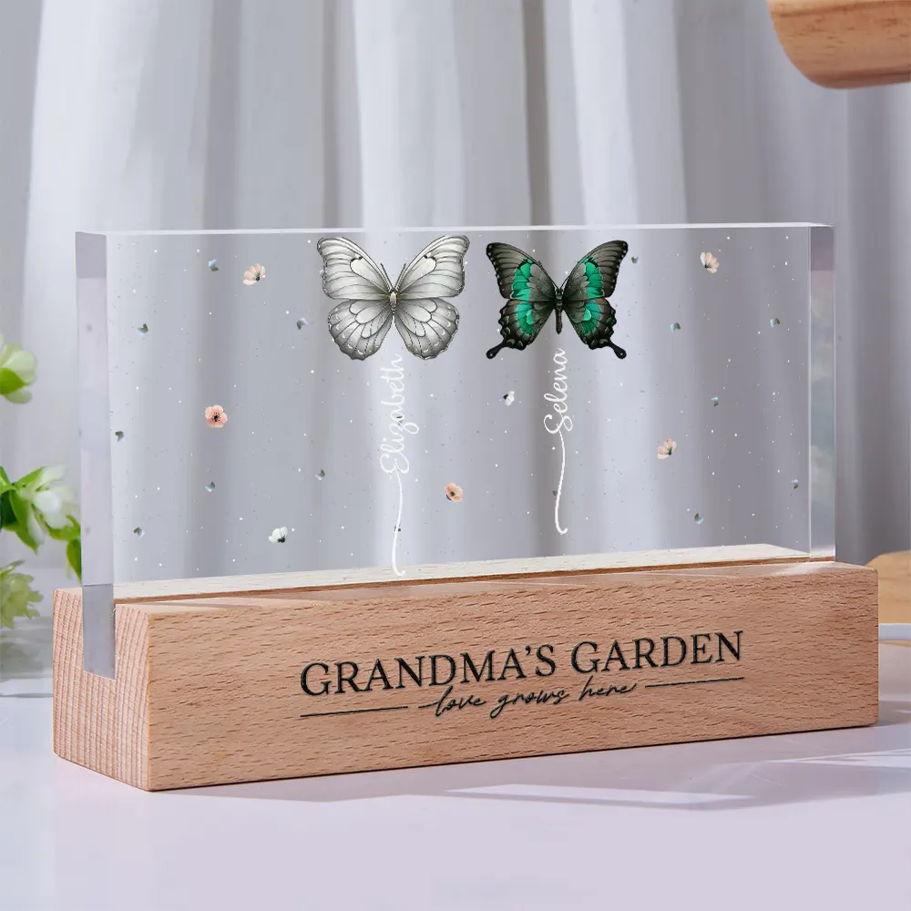 Grandma's Garden Birth Butterflies - Personalized Rectangle LED Light - Image 2