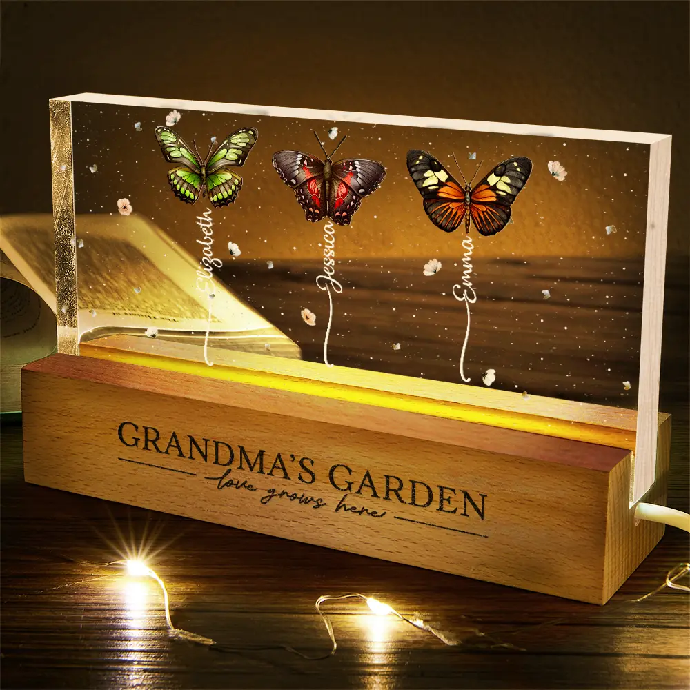 Grandma's Garden Birth Butterflies - Personalized Rectangle LED Light - Image 5