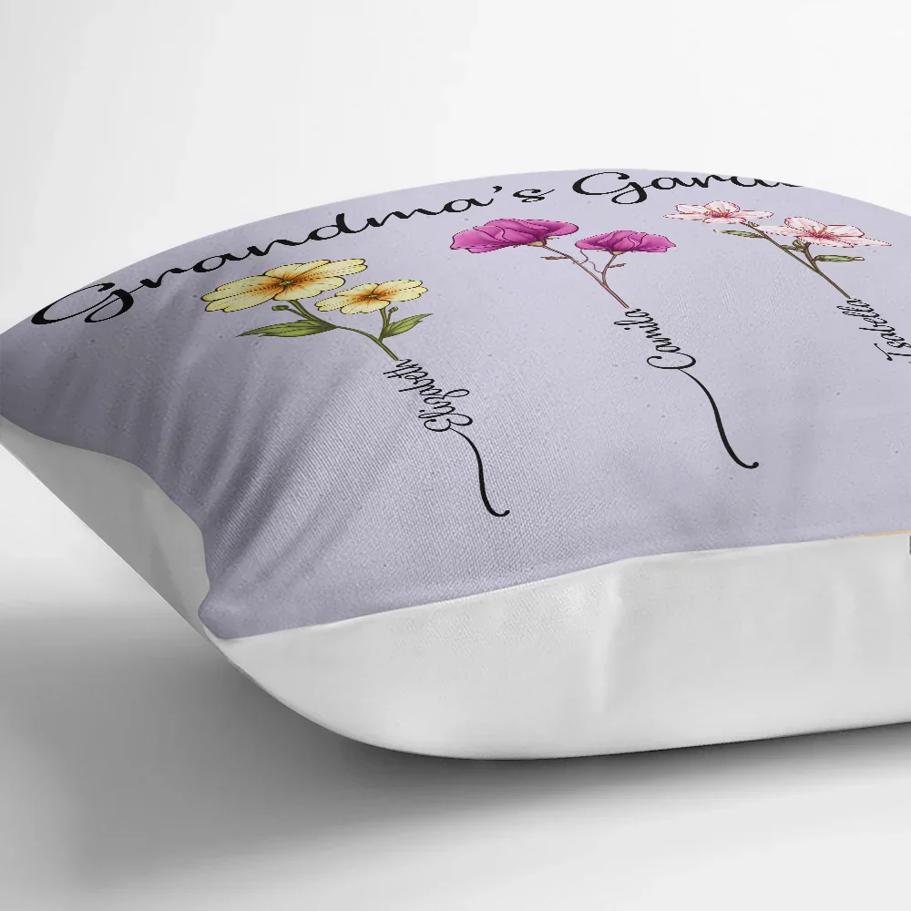 Grandma's Garden Birth Flower Bouquet - Personalized Pillow - Image 3