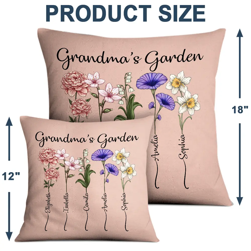 Grandma's Garden Birth Flower Bouquet - Personalized Pillow - Image 4
