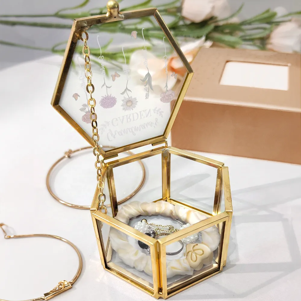 Grandma's Garden Birth Flower - Personalized Glass Jewelry Box - Image 4