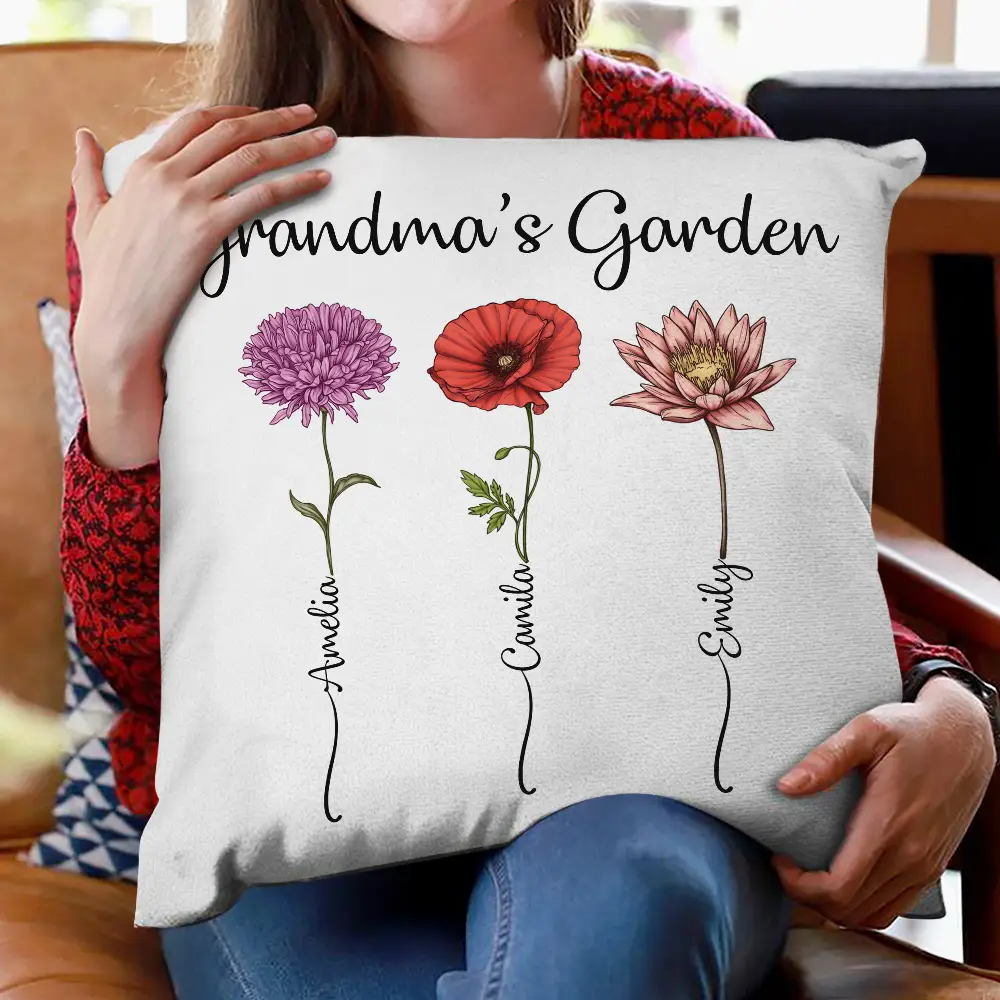 Grandma's Garden Birth Flower - Personalized Pillow - Image 2