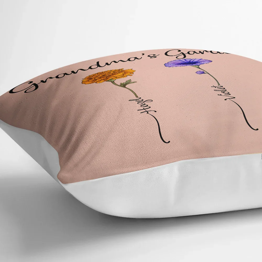 Grandma's Garden Birth Flower - Personalized Pillow - Image 3