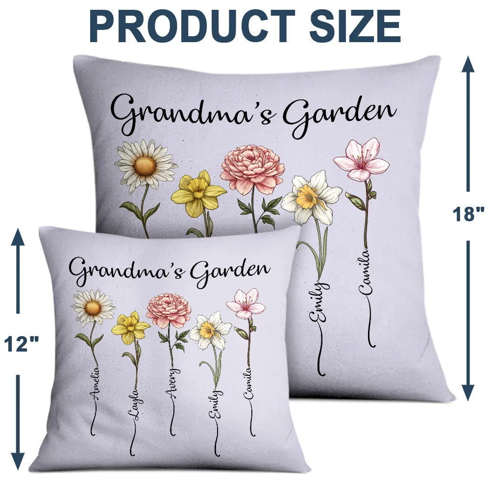 Grandma's Garden Birth Flower - Personalized Pillow - Image 4