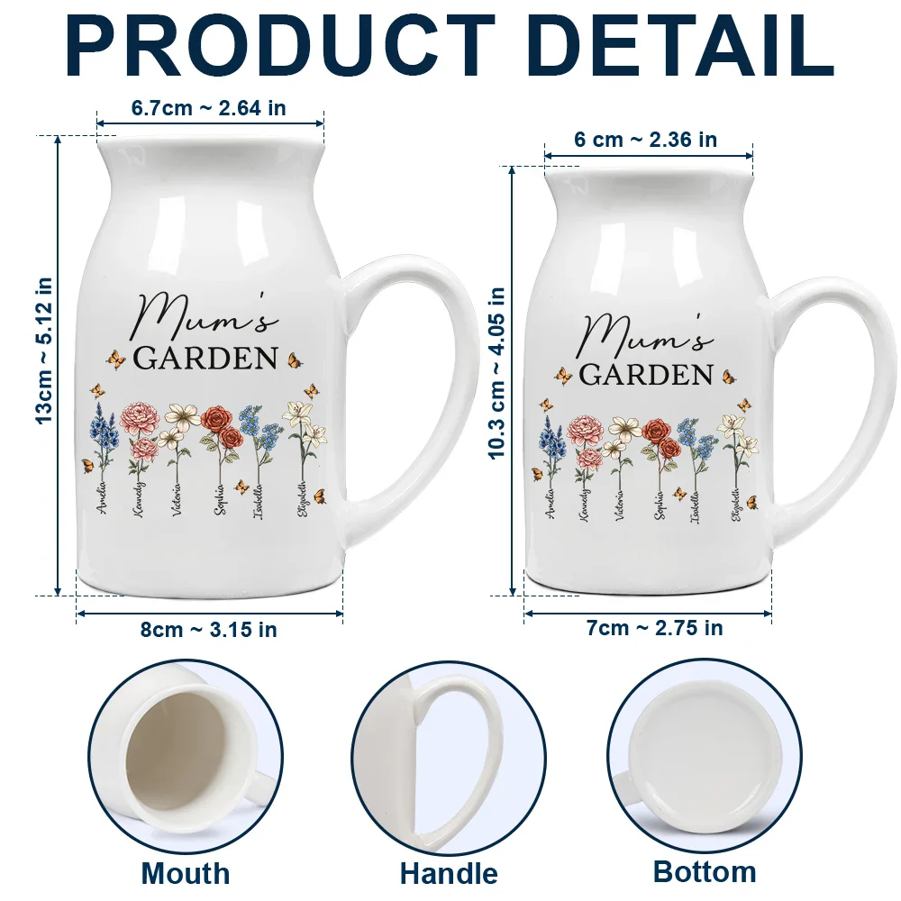 Grandma's Garden Birth Flowers - Personalized Ceramic Flower Vase - Image 4