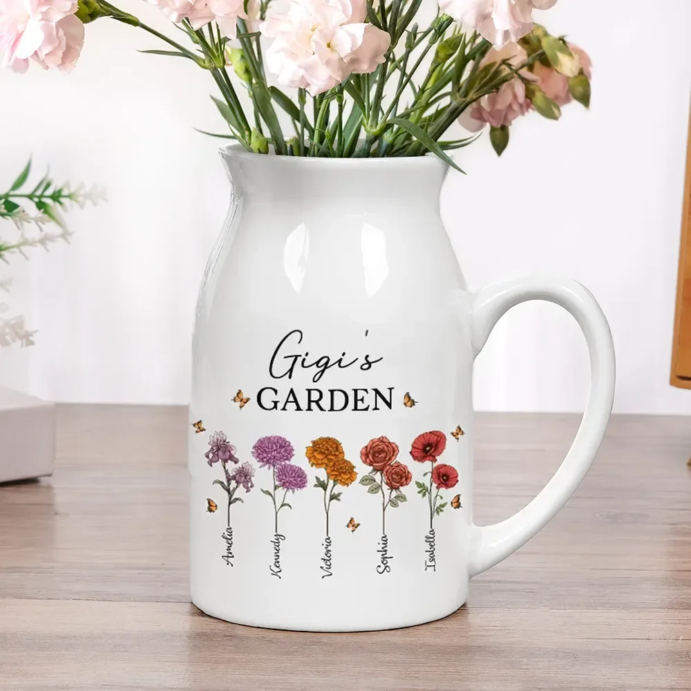 Grandma's Garden Birth Flowers - Personalized Ceramic Flower Vase - Image 5